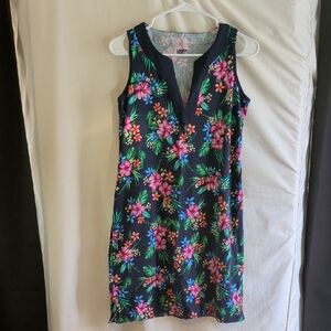 Lands' End Blue Floral Midi Dress